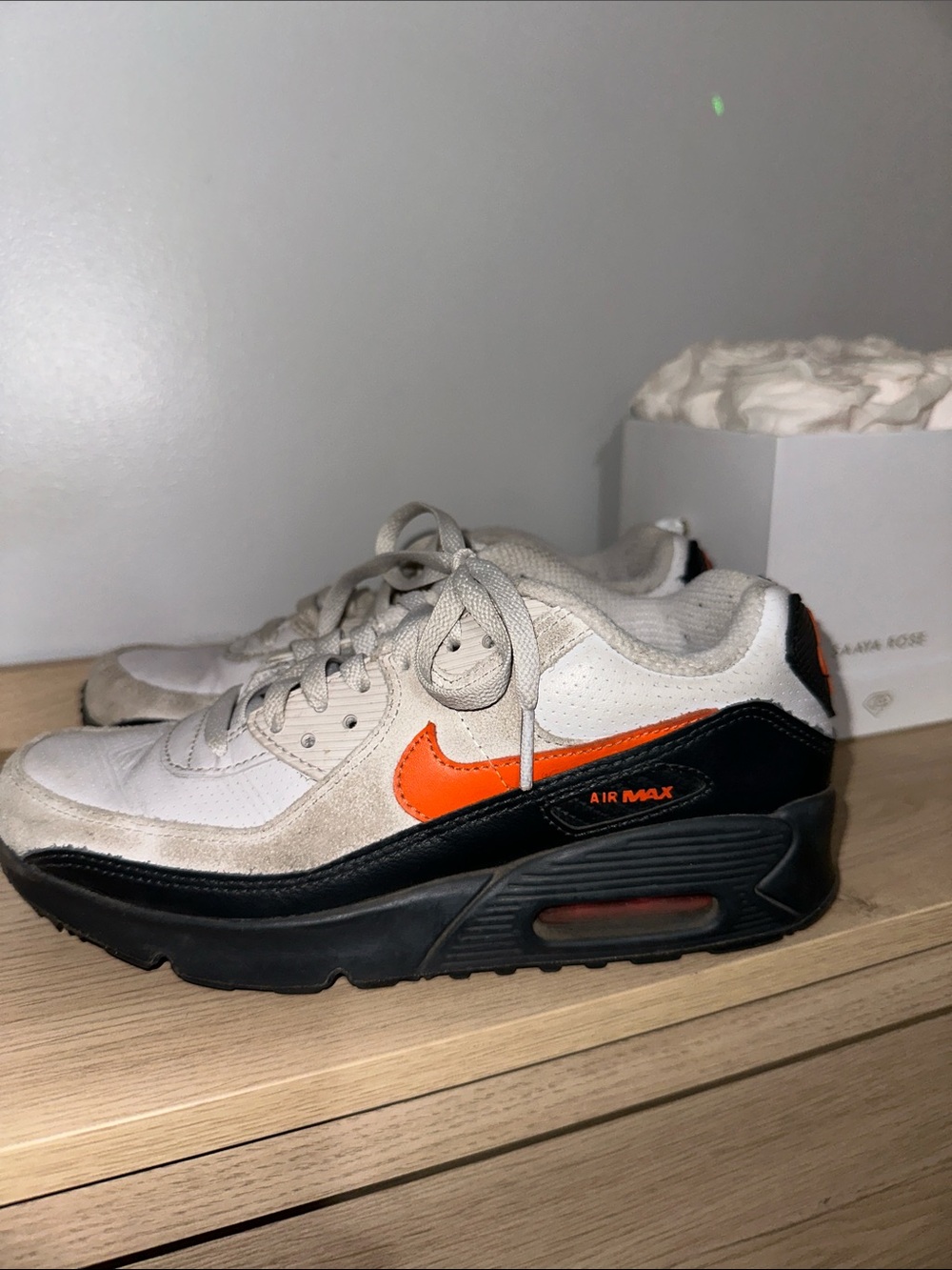 Nike Kids Air Max Sneaker in White, Black & Orange